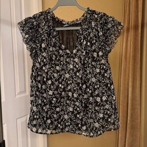 Old Navy Black & White Floral Top